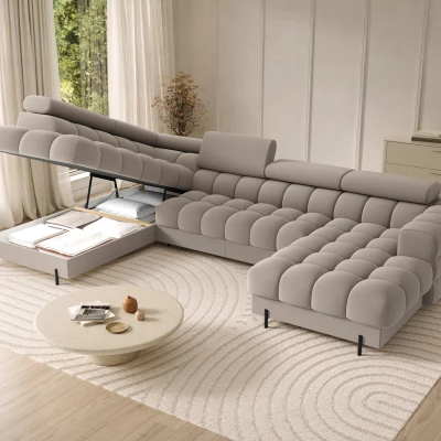 U-förmiges Sofa mit Stauraum ELISA – beige, linke Ausführung