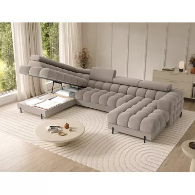 U-förmiges Sofa mit Stauraum ELISA – beige, linke Ausführung