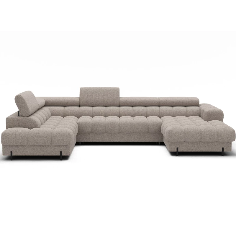 U-förmiges Sofa mit Stauraum ELISA – hellbeige, linke Ausführung