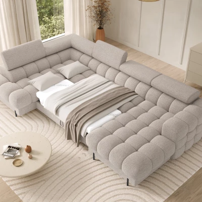 U-förmiges Sofa mit Stauraum ELISA – hellbeige, linke Ausführung