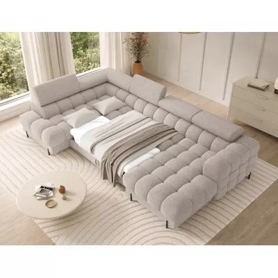 U-förmiges Sofa mit Stauraum ELISA – hellbeige, linke Ausführung