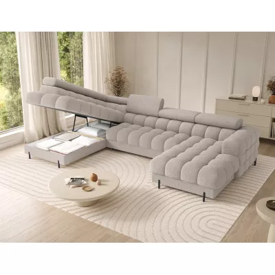 U-förmiges Sofa mit Stauraum ELISA – hellbeige, linke Ausführung