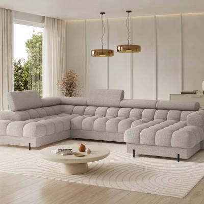 U-förmiges Sofa mit Stauraum ELISA – hellbeige, linke Ausführung