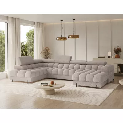 U-förmiges Sofa mit Stauraum ELISA – hellbeige, linke Ausführung