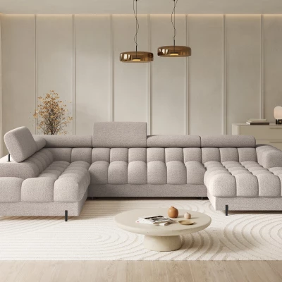 U-förmiges Sofa mit Stauraum ELISA – hellbeige, linke Ausführung