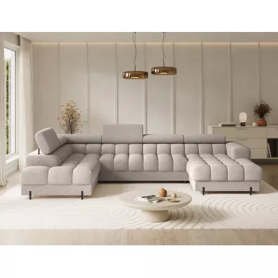 U-förmiges Sofa mit Stauraum ELISA – hellbeige, linke Ausführung