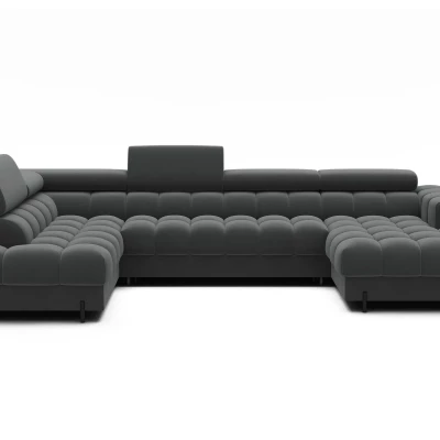U-förmiges Sofa mit Stauraum ELISA – dunkelgrau, linke Ausführung