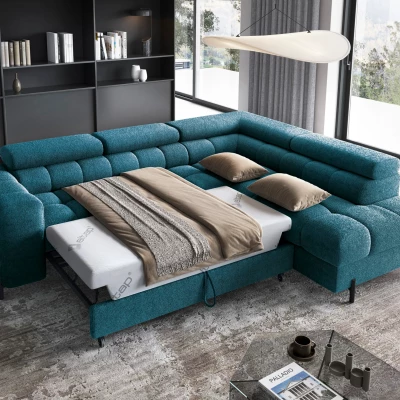 Eckschlafsofa EVADNE - blau, rechte Ecke