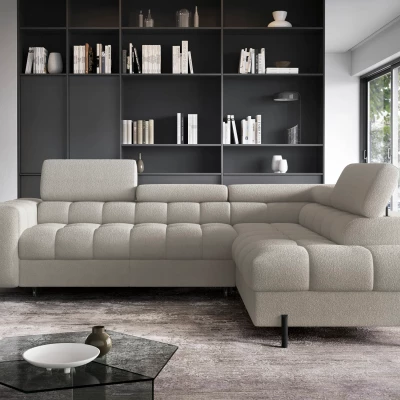 Eckschlafsofa EVADNE – hellbeige, rechte Ecke