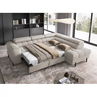 Eckschlafsofa EVADNE – hellbeige, rechte Ecke
