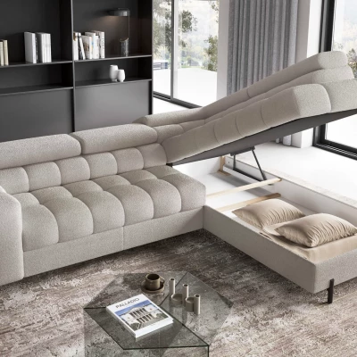 Eckschlafsofa EVADNE – hellbeige, rechte Ecke