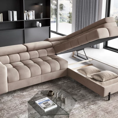 Eckschlafsofa EVADNE – dunkelbeige, rechte Ecke
