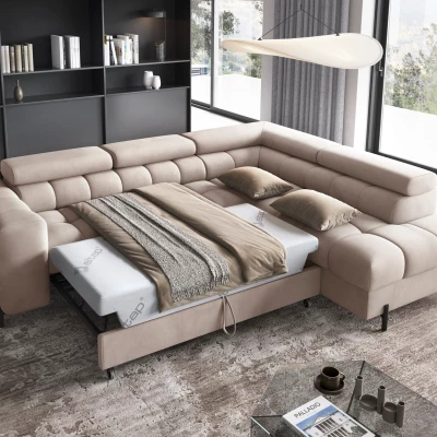 Eckschlafsofa EVADNE – dunkelbeige, rechte Ecke