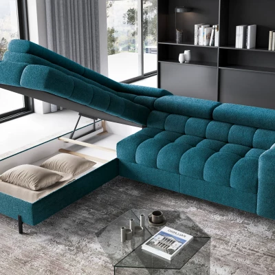 Eckschlafsofa EVADNE - blau, linke Ecke