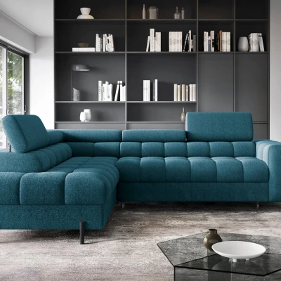 Eckschlafsofa EVADNE - blau, linke Ecke