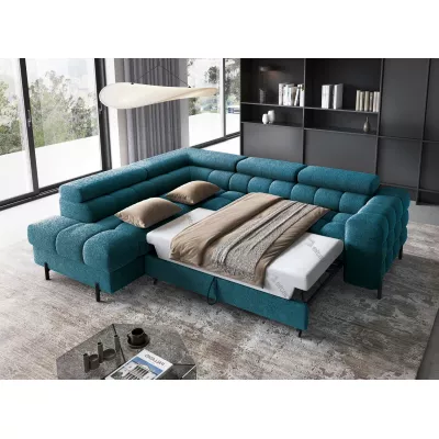 Eckschlafsofa EVADNE - blau, linke Ecke