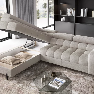 Eckschlafsofa EVADNE – hellbeige, linke Ecke