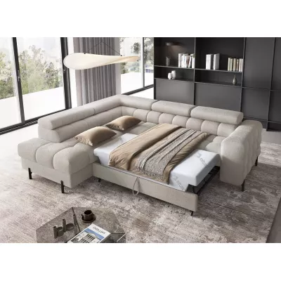 Eckschlafsofa EVADNE – hellbeige, linke Ecke
