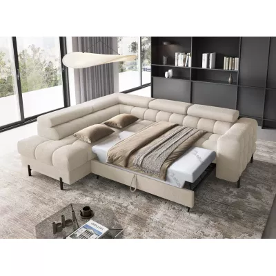 Eckschlafsofa EVADNE – beige, linke Ecke