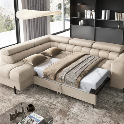 Eckschlafsofa EVADNE - Latte, linke Ecke