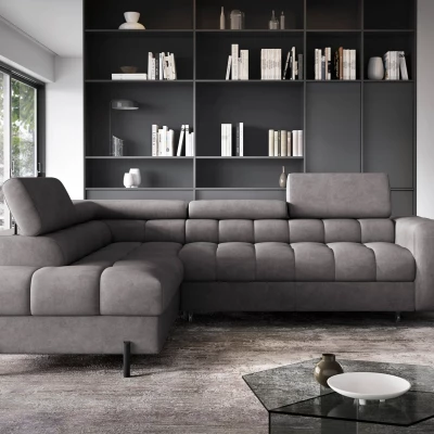 Eckschlafsofa EVADNE – graubraun, linke Ecke