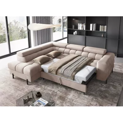 Eckschlafsofa EVADNE – dunkelbeige, linke Ecke