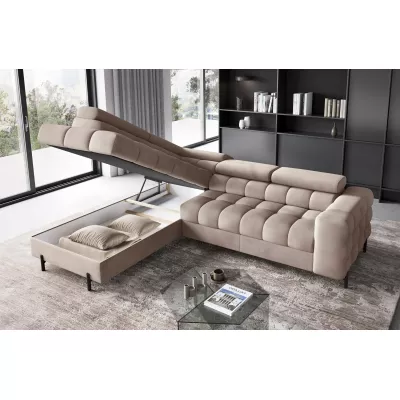 Eckschlafsofa EVADNE – dunkelbeige, linke Ecke