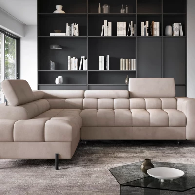Eckschlafsofa EVADNE – dunkelbeige, linke Ecke