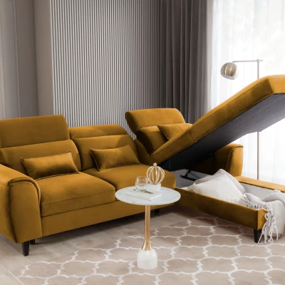 Elegantes Ecksofa SUNNIVA – Senf, rechte Ecke