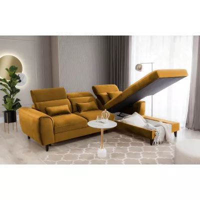 Elegantes Ecksofa SUNNIVA – Senf, rechte Ecke