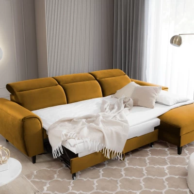 Elegantes Ecksofa SUNNIVA – Senf, rechte Ecke