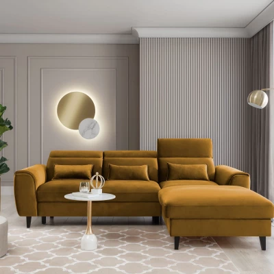 Elegantes Ecksofa SUNNIVA – Senf, rechte Ecke