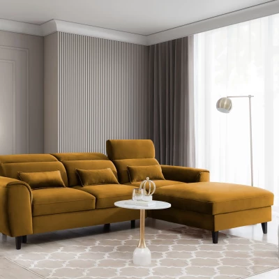 Elegantes Ecksofa SUNNIVA – Senf, rechte Ecke