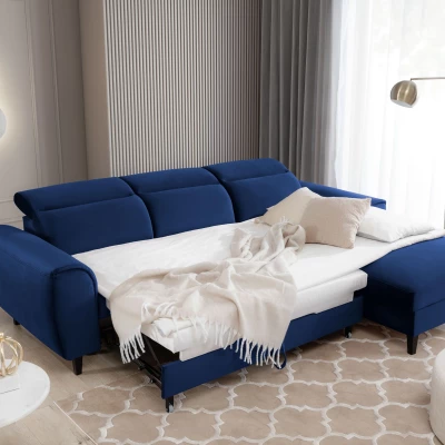 Elegantes Ecksofa SUNNIVA – blau, rechte Ecke