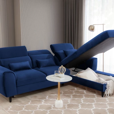 Elegantes Ecksofa SUNNIVA – blau, rechte Ecke