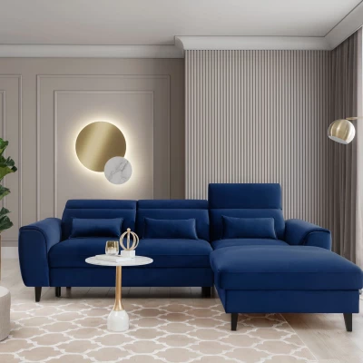 Elegantes Ecksofa SUNNIVA – blau, rechte Ecke