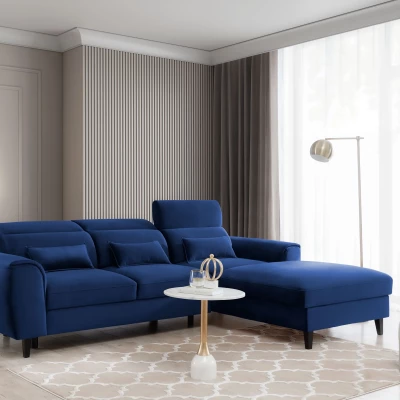 Elegantes Ecksofa SUNNIVA – blau, rechte Ecke