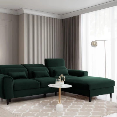 Elegantes Ecksofa SUNNIVA – dunkelgrün, rechte Ecke