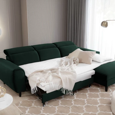 Elegantes Ecksofa SUNNIVA – dunkelgrün, rechte Ecke