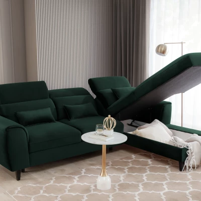 Elegantes Ecksofa SUNNIVA – dunkelgrün, rechte Ecke