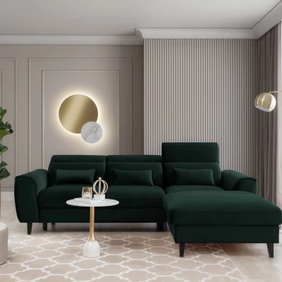 Elegantes Ecksofa SUNNIVA – dunkelgrün, rechte Ecke