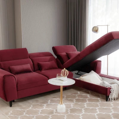 Elegantes Ecksofa SUNNIVA – rot, rechte Ecke