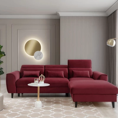 Elegantes Ecksofa SUNNIVA – rot, rechte Ecke