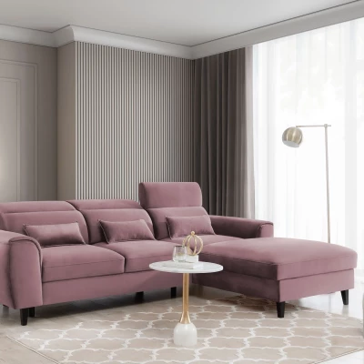Elegantes Ecksofa SUNNIVA - rosa, rechte Ecke