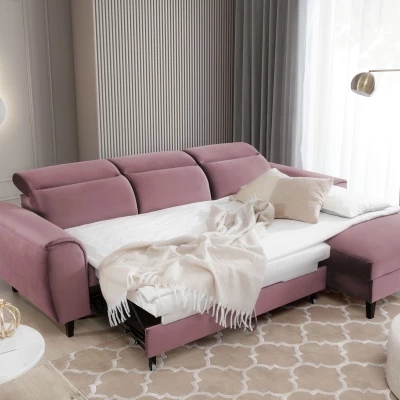 Elegantes Ecksofa SUNNIVA - rosa, rechte Ecke