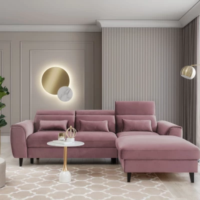 Elegantes Ecksofa SUNNIVA - rosa, rechte Ecke