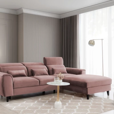 Elegantes Ecksofa SUNNIVA – hellrosa, rechte Ecke