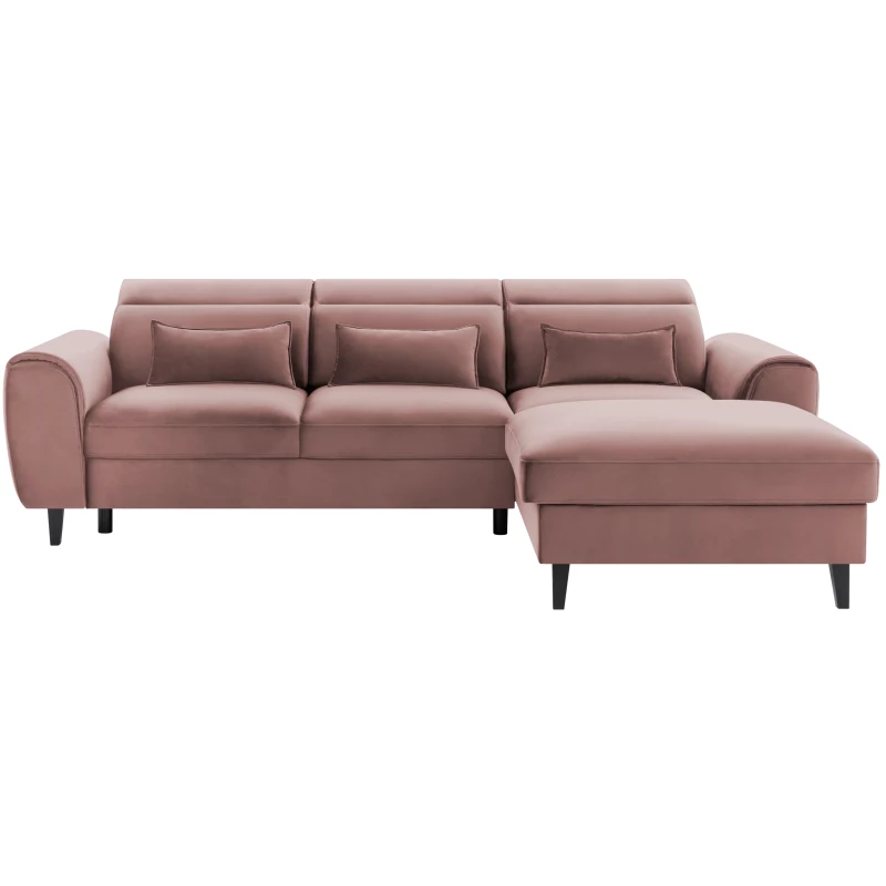 Elegantes Ecksofa SUNNIVA – hellrosa, rechte Ecke