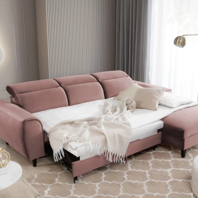 Elegantes Ecksofa SUNNIVA – hellrosa, rechte Ecke