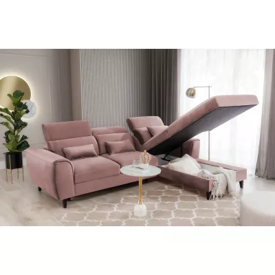 Elegantes Ecksofa SUNNIVA – hellrosa, rechte Ecke